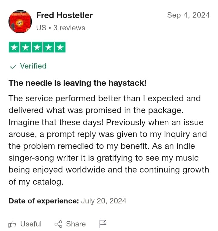 Trustpilot review by Fred Hostetler